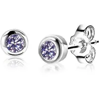 Zinzi JUNI oorknoppen 4mm zilver met geboortesteen licht paars amethist zirconia
