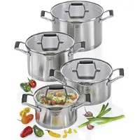 Küchenprofi Bologna 4-delige steelpannenset, Pan + steelpan, Zwart