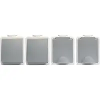 McPower Fix - 4-voudige Combinatie Set - 2x Enkele Stopcontact + 2x schakelaar - IP54 - Opbouw Grijs
