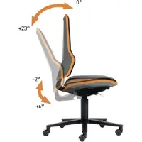 BIMOS Werkstoel NEON, synchroonmechanisme, basismodel zonder bekleding, met wielen, flexband grijs