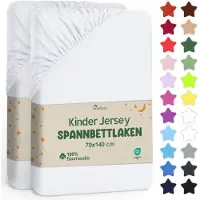 NatureMark Jersey hoeslaken hoeslaken, 100% katoen, 70x140cm (set van 2), wit
