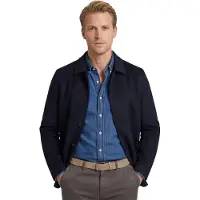 Profuomo Wool Button overshirt donkerblauw