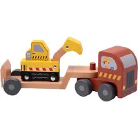 Jouéco houten oplegger met graafmachine