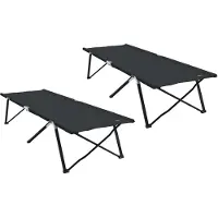 Syfax Opvouwbaar Camping Bed 2 pcs Zwart 206 x 76 x 74 cm