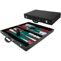 HOT Games Backgammonkoffer zwart ingelegd vilt XL 53x8 cm