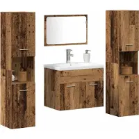 vidaXL Badkamermeubel Set 4 st Oud Hout Bewerkt hout