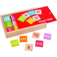 Bigjigs Toys Houten Rekenspel - BIGJIGS - Tafels Oefenen - Compact Doosje met 81 Opgaves