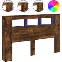 vidaXL Hoofdeinde met LED 160x18,5x103,5 cm bewerkt hout gerookt eiken