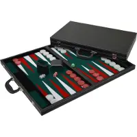 HOT Games Backgammon Luxe ingelegd vilt 38 cm. groen/rood/wit