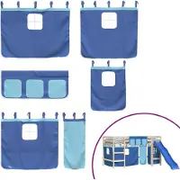 vidaXL Gordijnen voor hoogslaper polyester blauw