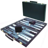 HOT Games Backgammonkoffer 38 cm. Zwart effen
