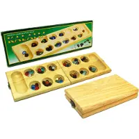HOT Games Kalaha vouwbaar blank hout 45x14cm.stenen glas