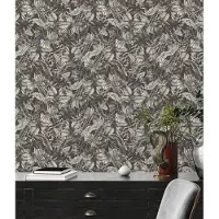 Living Walls Drawn Into Nature - Zwart - Floral - 394252