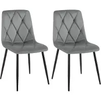 CLP Clairton Set van 2 Eetkamerstoelen - klassiek - met zwart metalen frame - Belastbaar tot 150 kg - fluweel - Velvet - Fluweel/donkergrijs