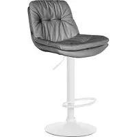 CLP Barkruk Laurel, kunstleer, kleur: grijs, materiaal frame: mat wit metaal
