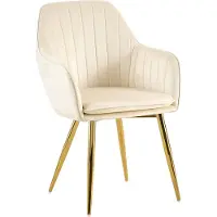 CLP Cheryl Eetkamerstoel - met armleuning - met metalen poten - velvet - fluweel - goud/creme