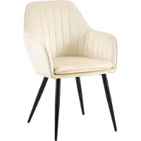 CLP Cheryl Eetkamerstoel - met armleuning - met metalen poten - velvet - fluweel - zwart/creme