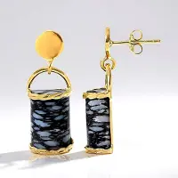 Cavill - Zilveren Oorbellen Verguld - 925 Sterling Zilver - 11 ct Versteend Jambi Palhout - Elegante Ovale Bali Barong Stijl - 30 mm Baguette Cabochon