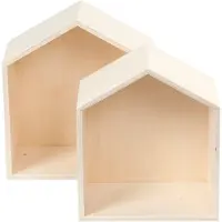 Creativ Company Houten Showdozen Huis Set van 2 stuks h: 22.5-25
