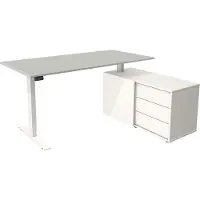 Theo Kerkmann Büromöbelfabrik GmbH & Co. KG Move 1 Zit-sta-bureau Rechthoekig Lichtgrijs T-Voet 3 Lades 1.650 (B) x 1.350 (D) x 1.230 (H) mm Melamine, staal