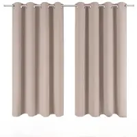 Blumtal Gordijnen - Verduisterend Gordijn Kant en Klaar - Blackout Gordijnen - 140 x 145 cm - Taupe - Set van 2