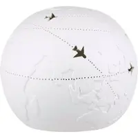 Gilde tafellamp, "Weltenbummler", wereldkaartmotief, porselein, wit, verpakkingseenheid 1, hoogte 19 cm, diameter 23 cm. Artikelnummer: 32166. EAN: 4063387321669