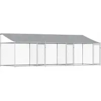 vidaXL Hondenhok met dak en deuren 6x2x2 m gegalvaniseerd staal grijs
