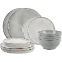 Salt & pepper Serviesset Artisan Green 12-delig / 4 personen - 4 dinerborden, 4 ontbijtborden en 4 kommen