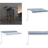 vidaXL Luifel automatisch met LED en windsensor 350x250 cm blauw wit - Uitschuifbare Luifel - Uitschuifbare Luifels - Uittrekbare Luifel - Uittrekbare Luifels