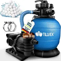 Tillvex zandfiltersysteem blauw-met pomp -filtersysteem- zandfilterfilter- boiler- zwembadfilterpomp -zwembadfilter