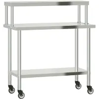 Syfax Keukenwerktafel met bovenschap 110x55x120 cm roestvrij staal