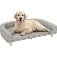 PawHut hondenbank, huisdierenbank/kattenbank met kussen, geschikt voor grote honden, grijs