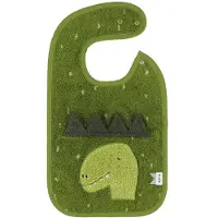 Trixie Slabbetje - Mr. Dino - Zachte Badstof - 100% Biologisch Katoen - Met Drukknopjes - Groen