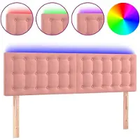 vidaXL Hoofdbord LED 144x5x78/88 cm fluweel roze