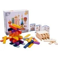 Dorjee Bouwplankjes set van 200 stuks - verschillende kleuren - constructie - bouwen - hout
