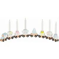 Goki Kaarsenhouder: VERJAARDAGSTREIN L56,5cm, hout, met verwisselbare nummers 1-6, 14-delig