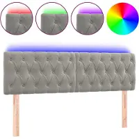 vidaXL Hoofdbord LED 144x7x78/88 cm fluweel lichtgrijs