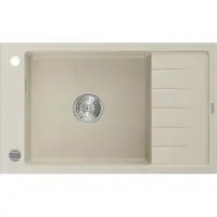 Mexen Elias granieten gootsteen 1-komorige met druiprek 795 x 480 , beige, chrom sifon - 6511791005-69