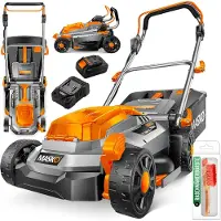 MASKO Accu Grasmaaier ECO-X10 incl. 1 Li-Ion accu 4 Ah & dubbele lader – Grastrimmer, 25-75 mm snijhoogteverstelling, 33/37/43 cm snijbreedte, incl. handschoenen & borstel