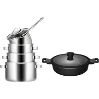 Sola Pannenset Pearl 5-Delig RVS - Downdraft geschikt - Kookpan ø 16, 18, 20 cm & Steelpan ø 16 cm + Hapjespan Fair ø 28 cm - geschikt voor alle warmtebronnen