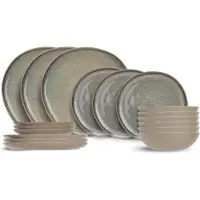 Cosy & Trendy Serviesset Onna Sand Green 18-delig / 6 personen - 6 dinerborden, 6 ontbijtborden en 6 diepe borden