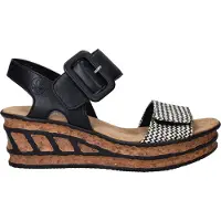Rieker Sandalen met riem zwart / wit
