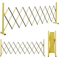 Mendler Aluminium afschermingshek HWC-B34, scharnierhek, uitschuifbaar beschermingshek, 103x32-265 cm geel-zwart