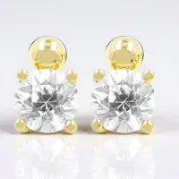 Cavill - 9K Geelgouden Oorbellen met 3 618 ct Rondgeslepen Cambodjaanse Zirkonen - 7 mm Stralende Zirkonia - Elegante Dames Sieraden
