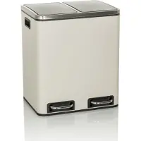 Hjh OFFICE Afvalbak / afvalscheidingssysteem Clean 9 - 30L (2x15L) staal beige