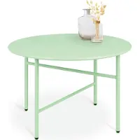 Bomoe Finn – Ronde Bijzettafel Metaal Munt – Ø 53 cm Tafelblad Krasbestendig – Stabiel, Lichtgewicht Salontafel – Binnen & Buiten