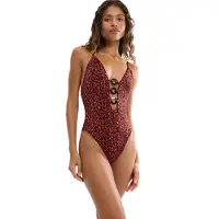 Triumph Badpak ' Red Label Midnight Swim ' donkerbruin / donkeroranje
