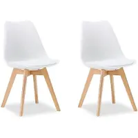 Homestyle4u Eetkamerstoel van Hout en Kunststof - 2 Stoelen - Keukentoel - Wit