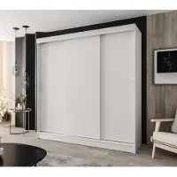 Caspian24 Schuifdeurenkast, 3 deuren, 190x205 cm, wit – Moderne garderobekast voor slaapkamer en hal