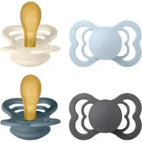 BIBS - Pacifier Supreme 4 PACK Latex - Ivory/Baby Blue/Petrol/Iron - Size 2